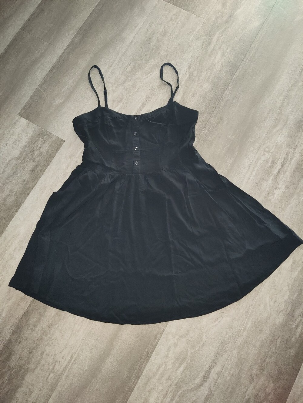Express Black Button Front Fit & Flare Dress With Pockets Size M